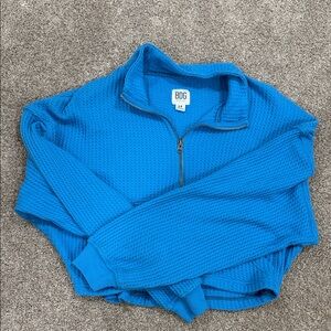 BDG Vibrant Blue Textured Quarter-Zip Pullover